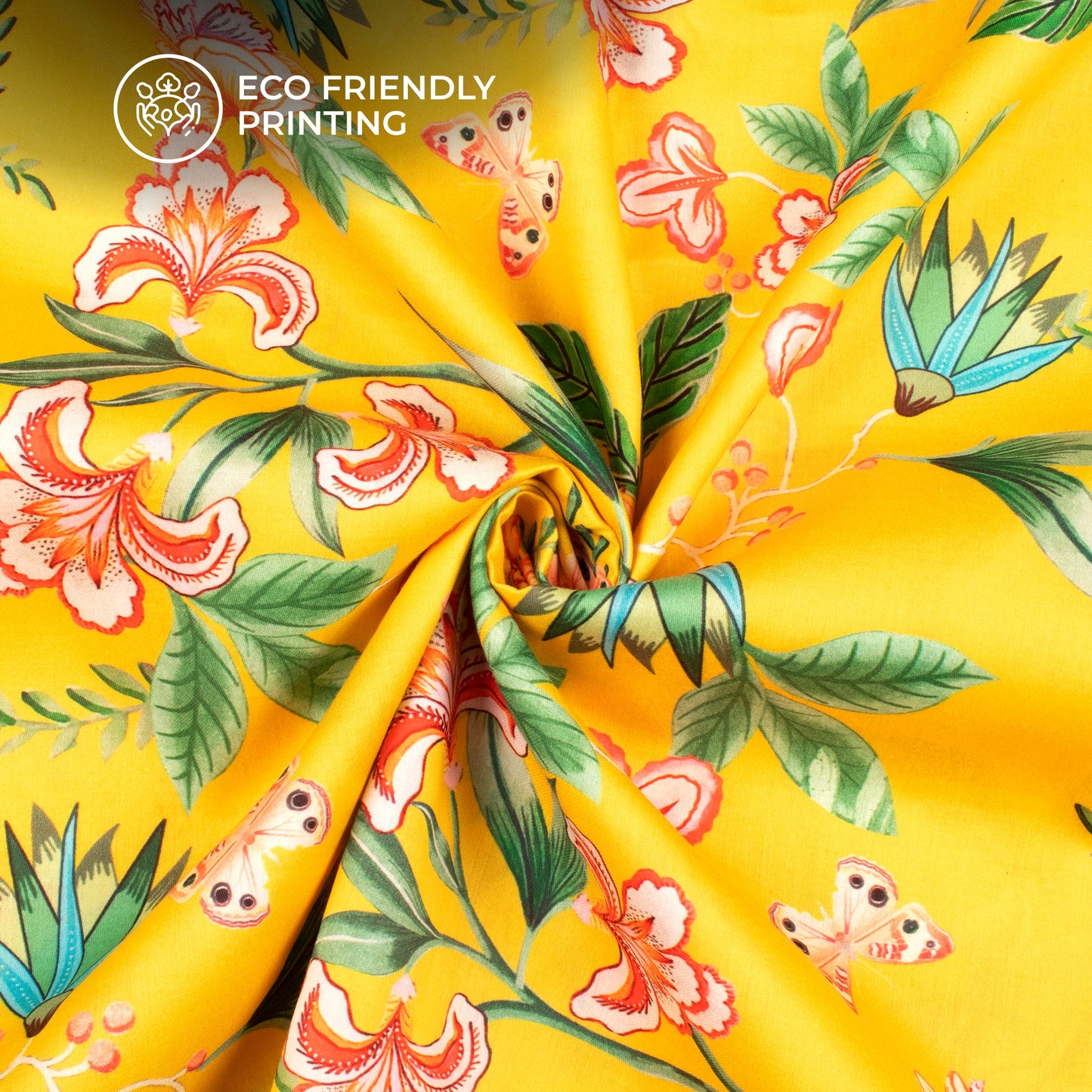 Garden Glow: Premium Floral Digital Print Poly Glazed Cotton Fabric