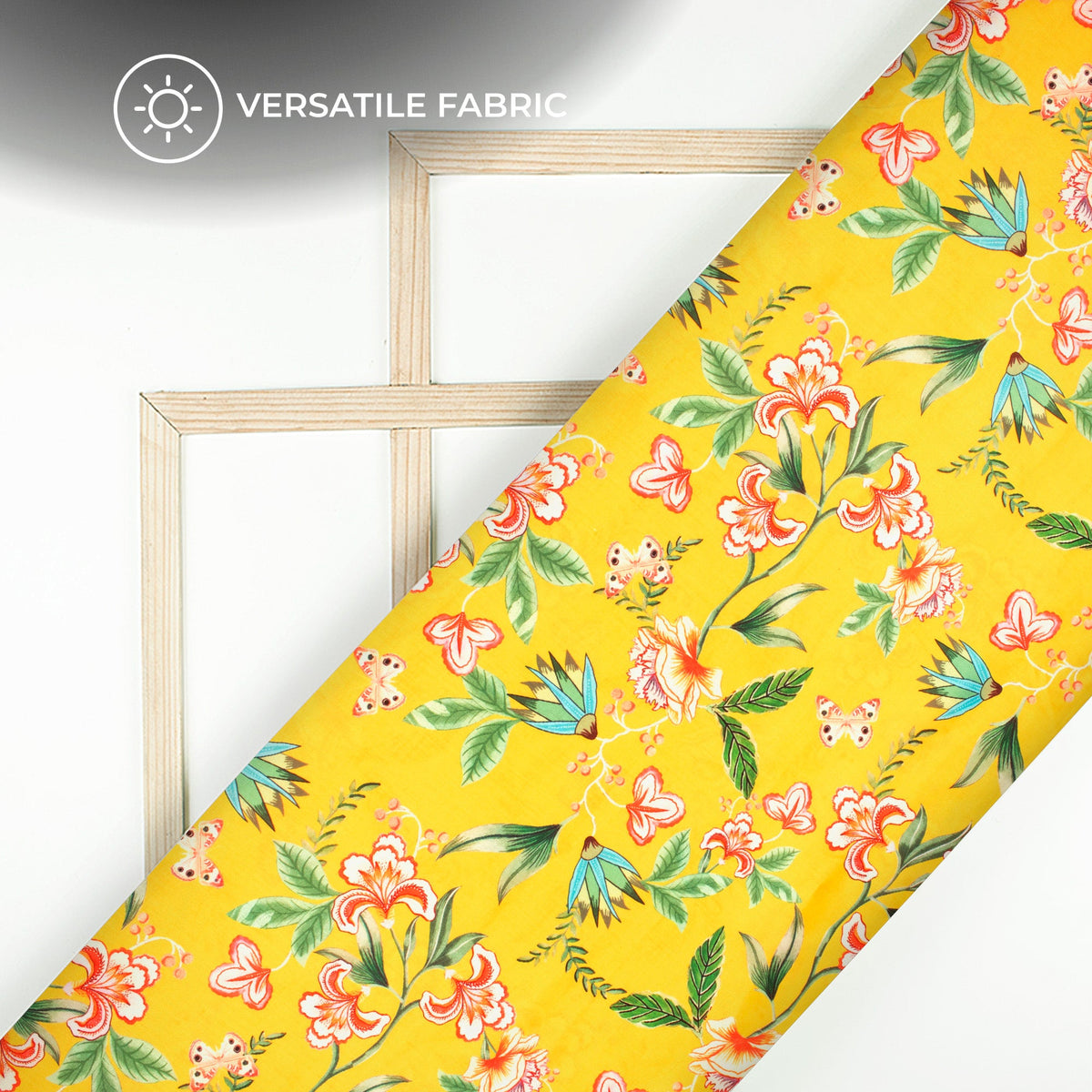 Garden Glow: Premium Floral Digital Print Poly Glazed Cotton Fabric