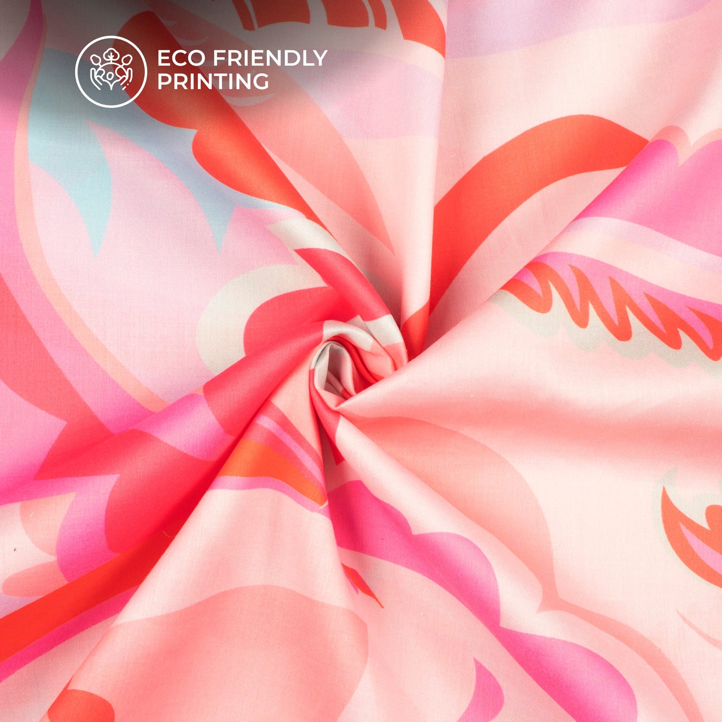 Smooth Radiance: Pink Digital Print Poly Glazed Cotton Fabric