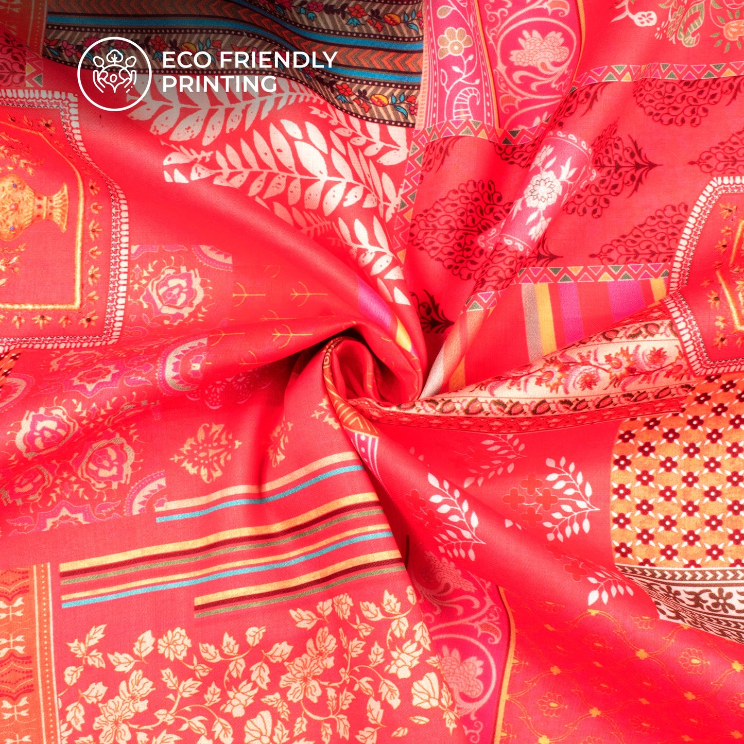 Heritage Sheen: Classic Digital Print Poly Glazed Cotton Fabric