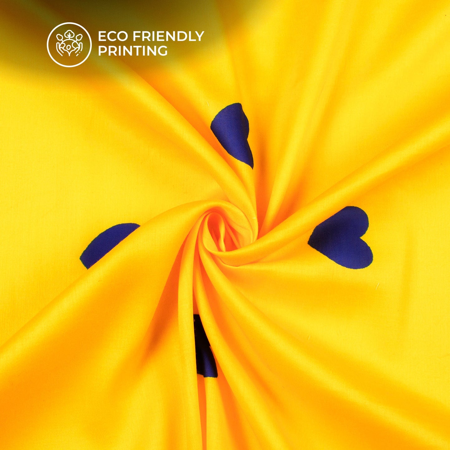 Charming Heart: Yellow Digital Print Poly Glazed Cotton Fabric