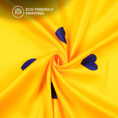 Charming Heart: Yellow Digital Print Poly Glazed Cotton Fabric