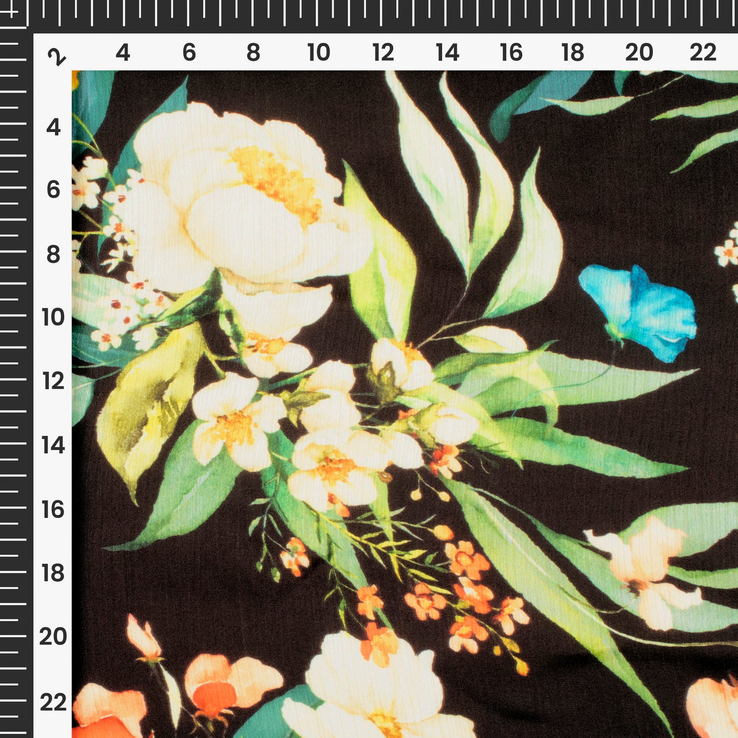 Vintage Floral Digital Print Chiffon Satin Fabric