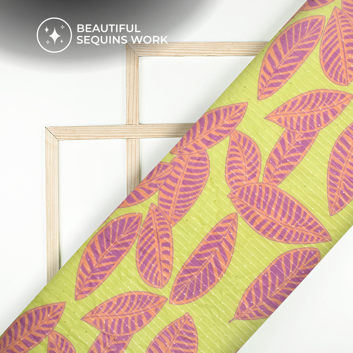 Luxurious Leaf Digital Print Premium Sequins Georgette Fabric
