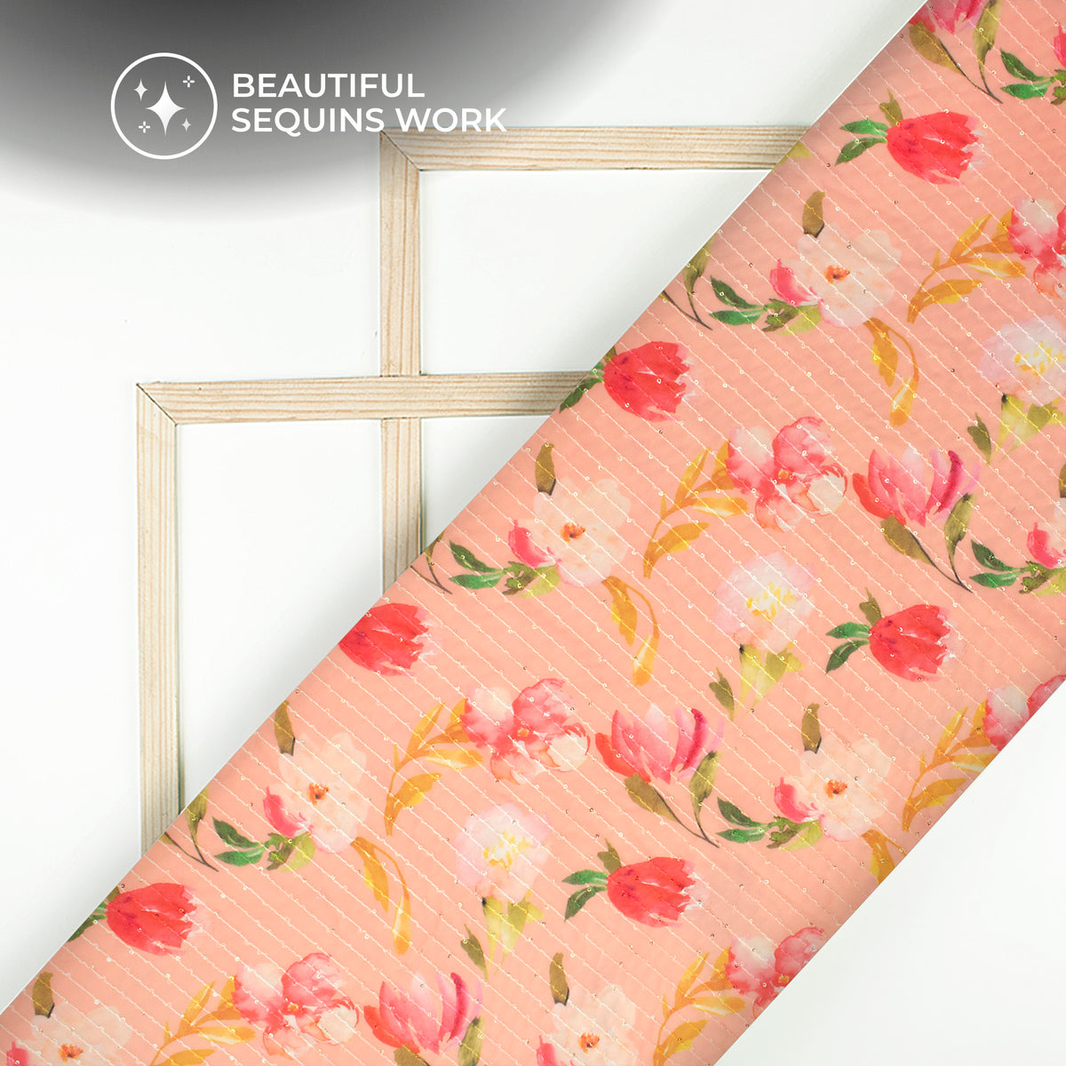 Charming Floral Digital Print Premium Sequins Georgette Fabric
