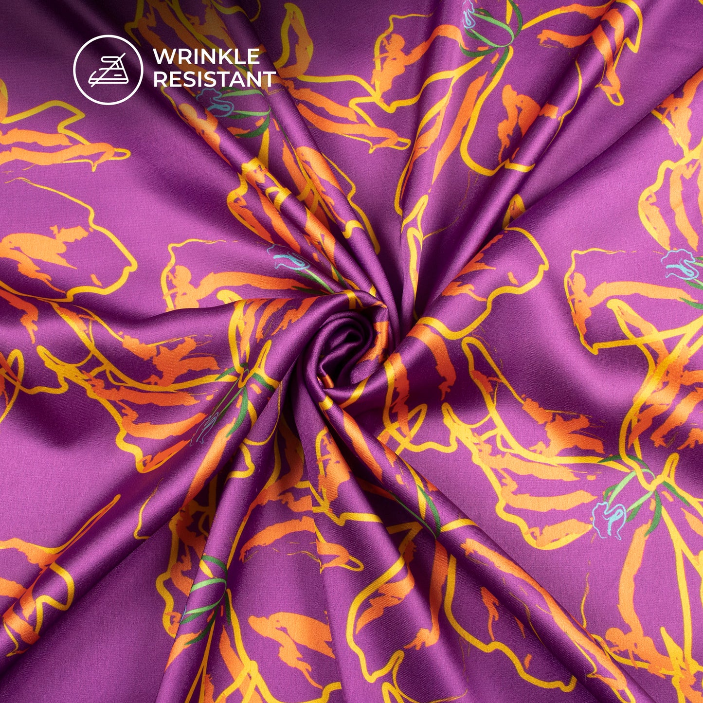 Glamour Glean: Purple Digital Print Japan Satin Fabric