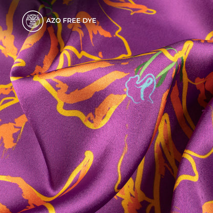 Glamour Glean: Purple Digital Print Japan Satin Fabric