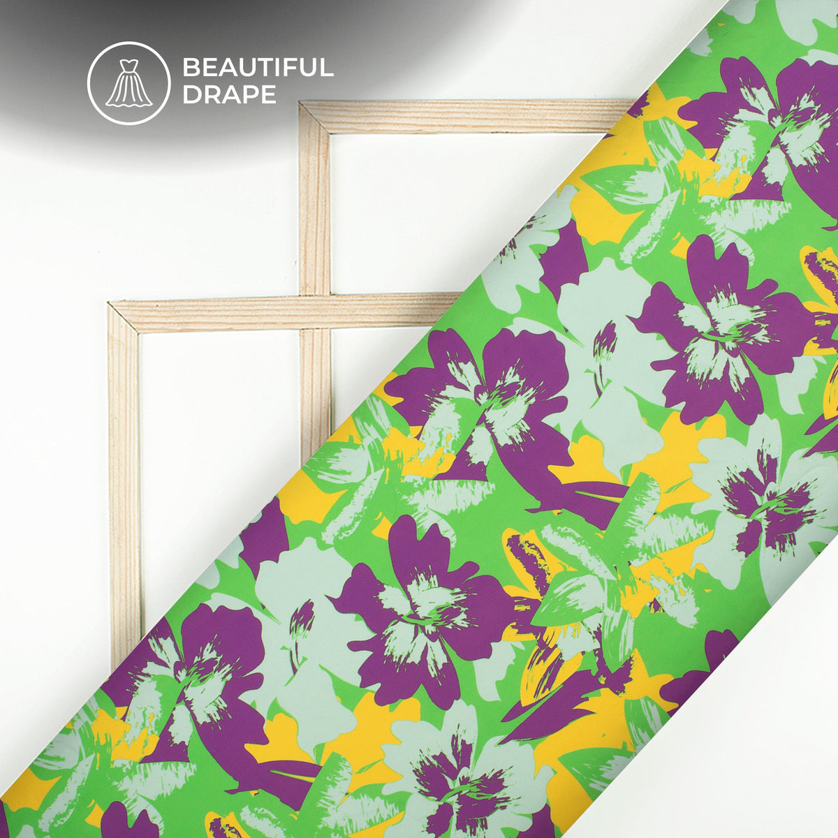 Floral Fusion: Graceful Digital Print Imported Satin Fabric