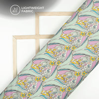 Floral Elegance: Luxurious Digital Print Organza Satin Fabric