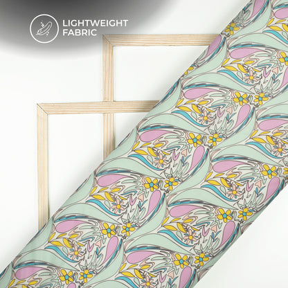 Floral Elegance: Luxurious Digital Print Organza Satin Fabric