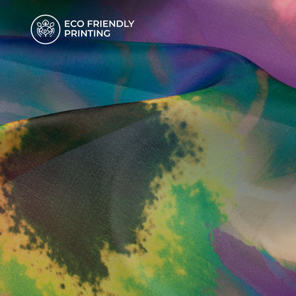 Divine Blossoms: Floral Digital Print Organza Satin Fabric