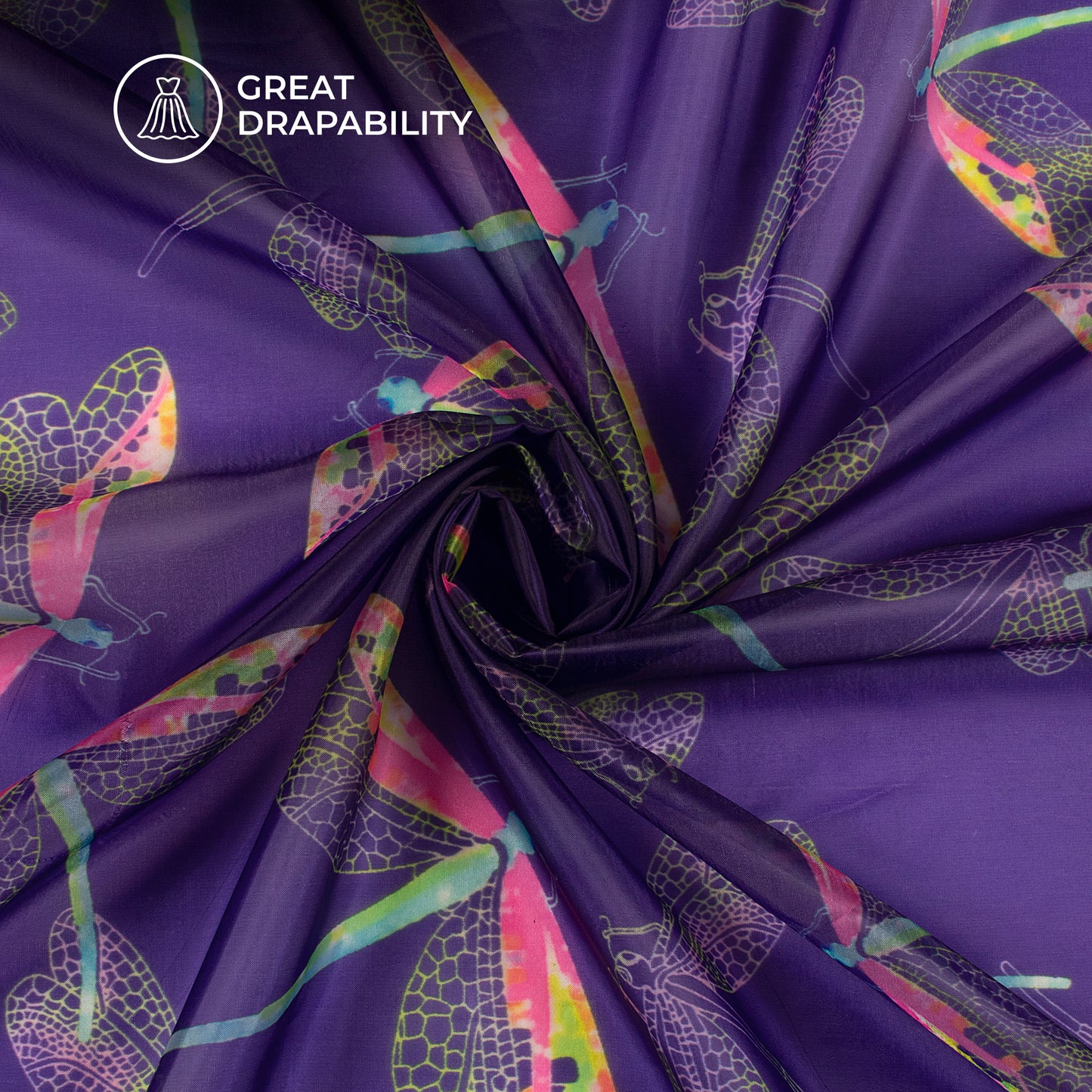 Ethereal Elegance: Glossy Digital Print Premium Liquid Organza Fabric