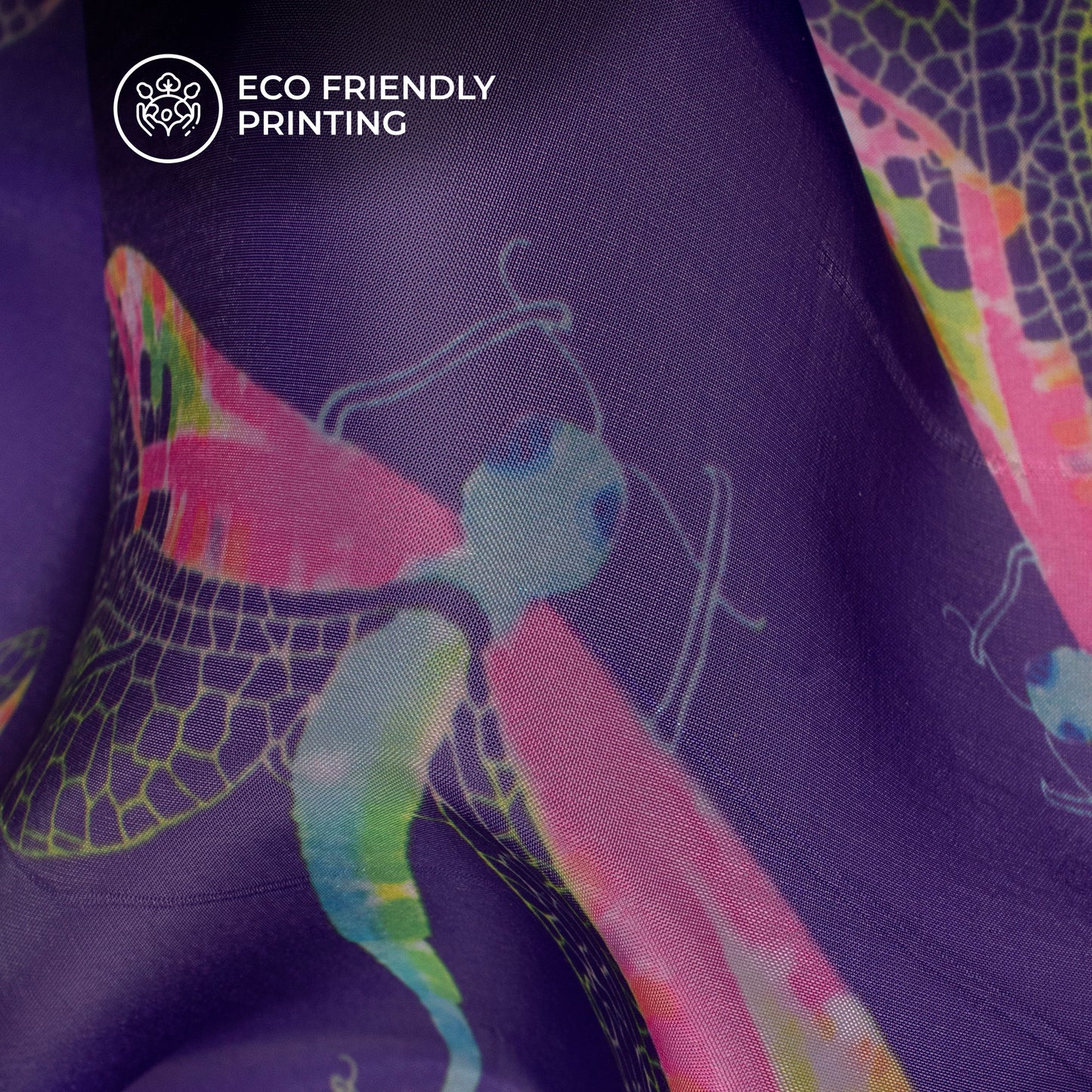 Ethereal Elegance: Glossy Digital Print Premium Liquid Organza Fabric
