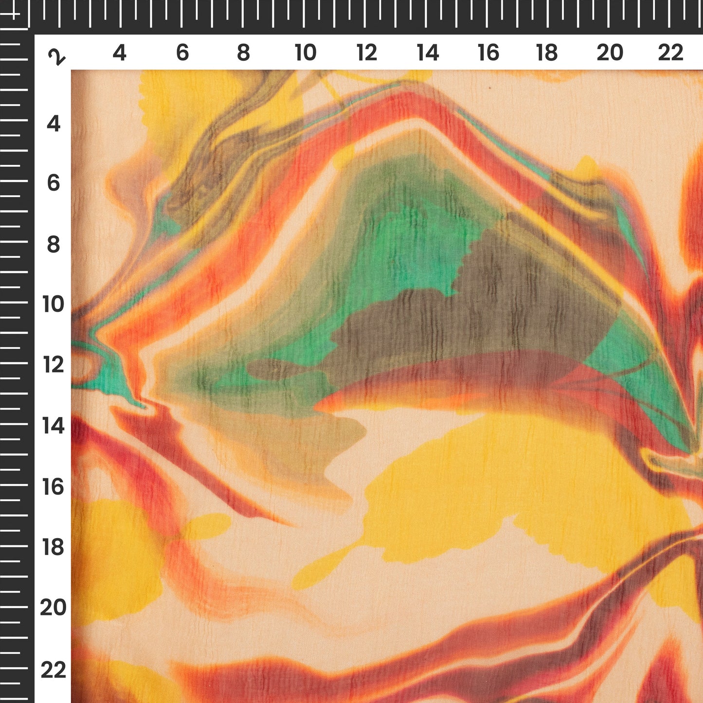 Lightweight And Breathable: Yellow Digital Print Bemberg Chiffon Fabric
