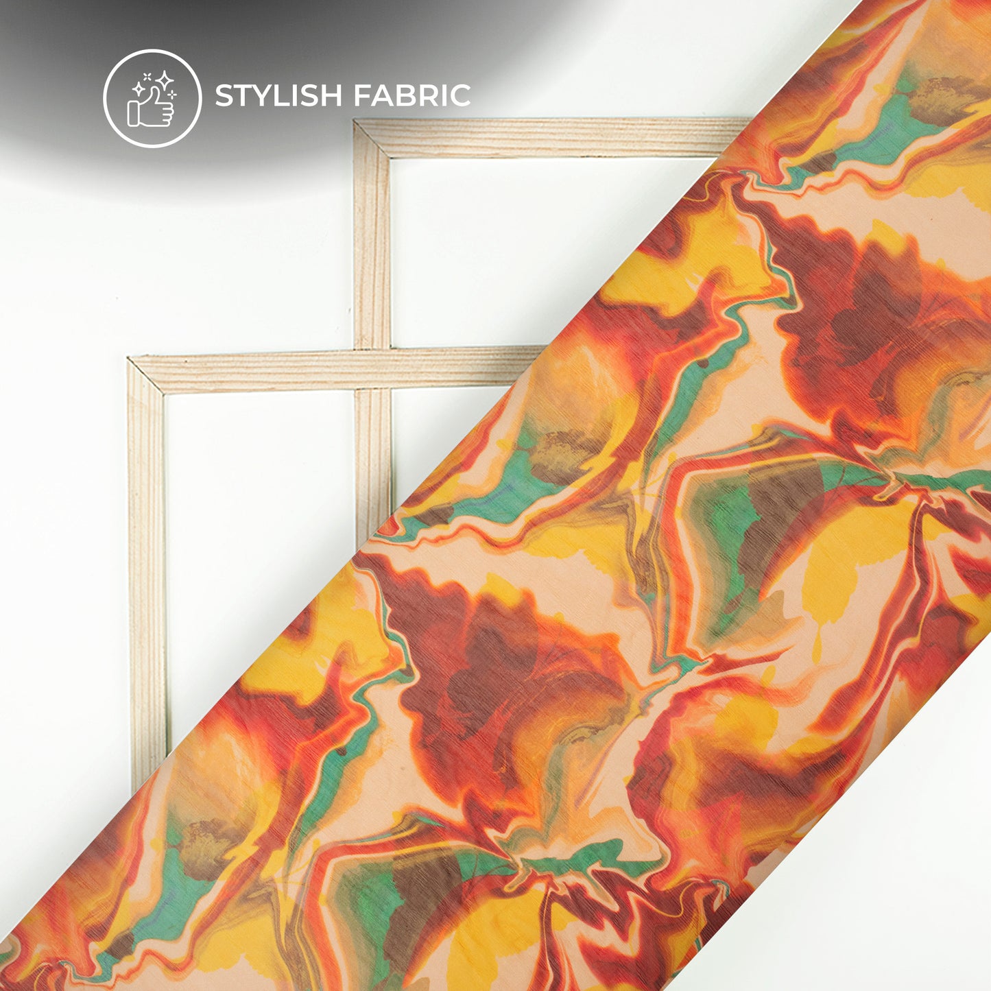 Lightweight And Breathable: Yellow Digital Print Bemberg Chiffon Fabric