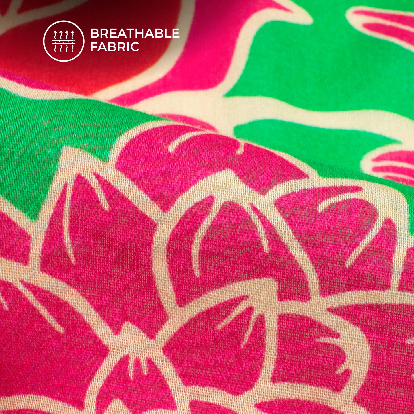 Floral Delight: Pink Digital Print Pure Cotton Mulmul Fabric