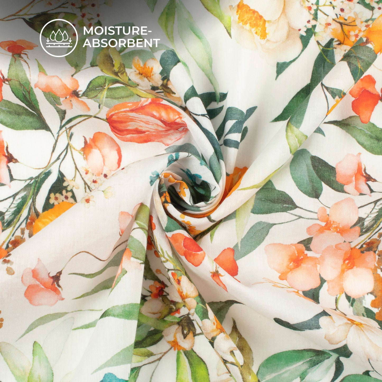 Natural Elegance: Floral Digital Print Pure Cotton Mulmul Fabric