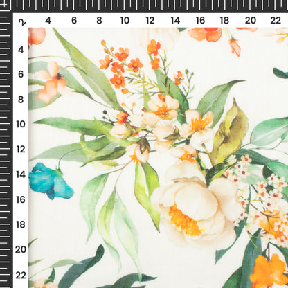 Natural Elegance: Floral Digital Print Pure Cotton Mulmul Fabric