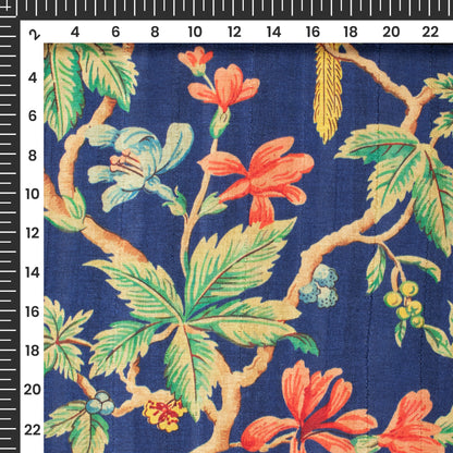 Silken Serenity: Floral Digital Print Art Tusser Silk Fabric