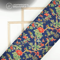 Silken Serenity: Floral Digital Print Art Tusser Silk Fabric