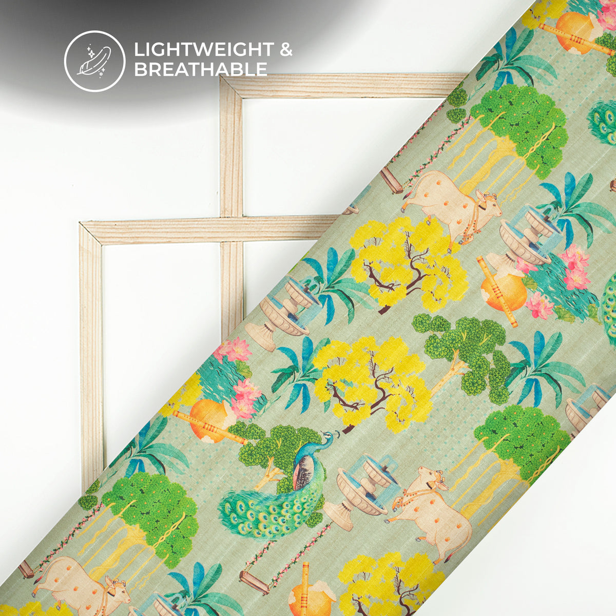 Heritage Sheen: Pichwaii Digital Print Art Tusser Silk Fabric