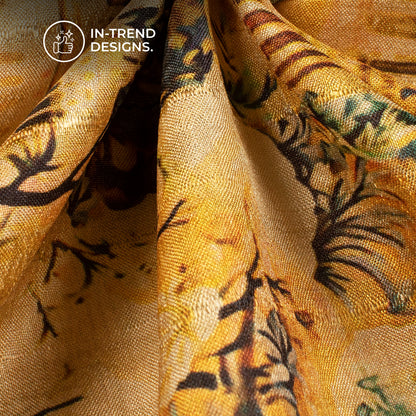 Enchanted Elegance: Silky Smooth Digital Print Art Tusser Silk Fabric