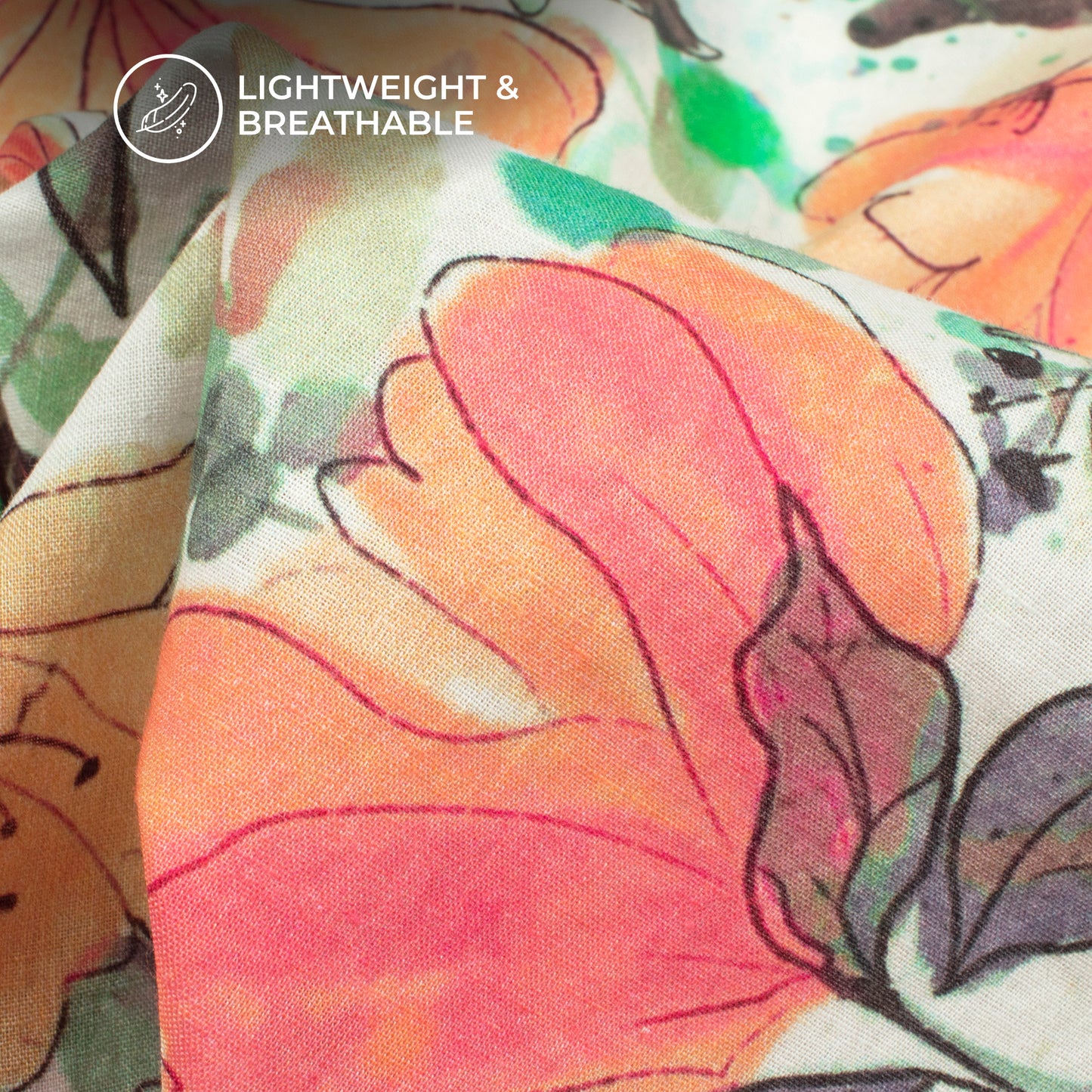 Summer Blooms: Floral Radiance Digital Print Cotton Cambric Fabric