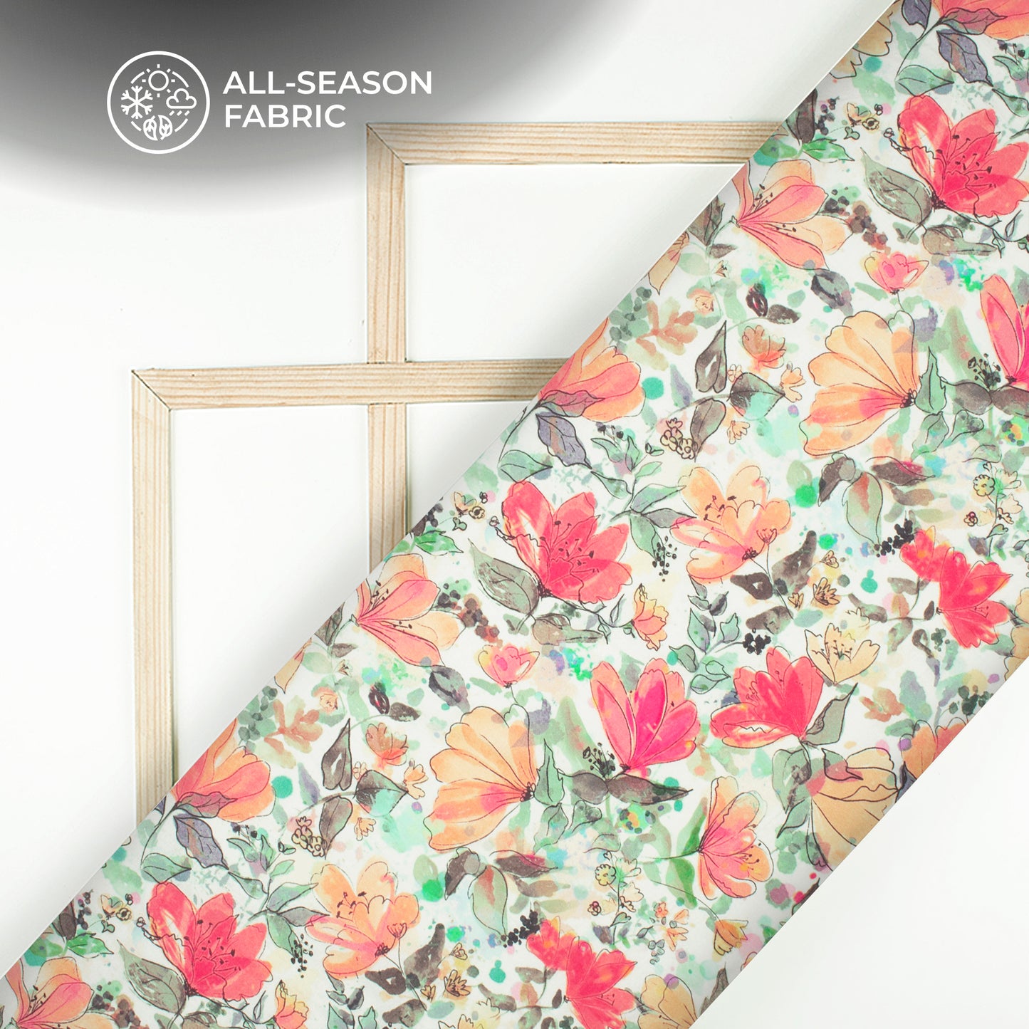 Summer Blooms: Floral Radiance Digital Print Cotton Cambric Fabric