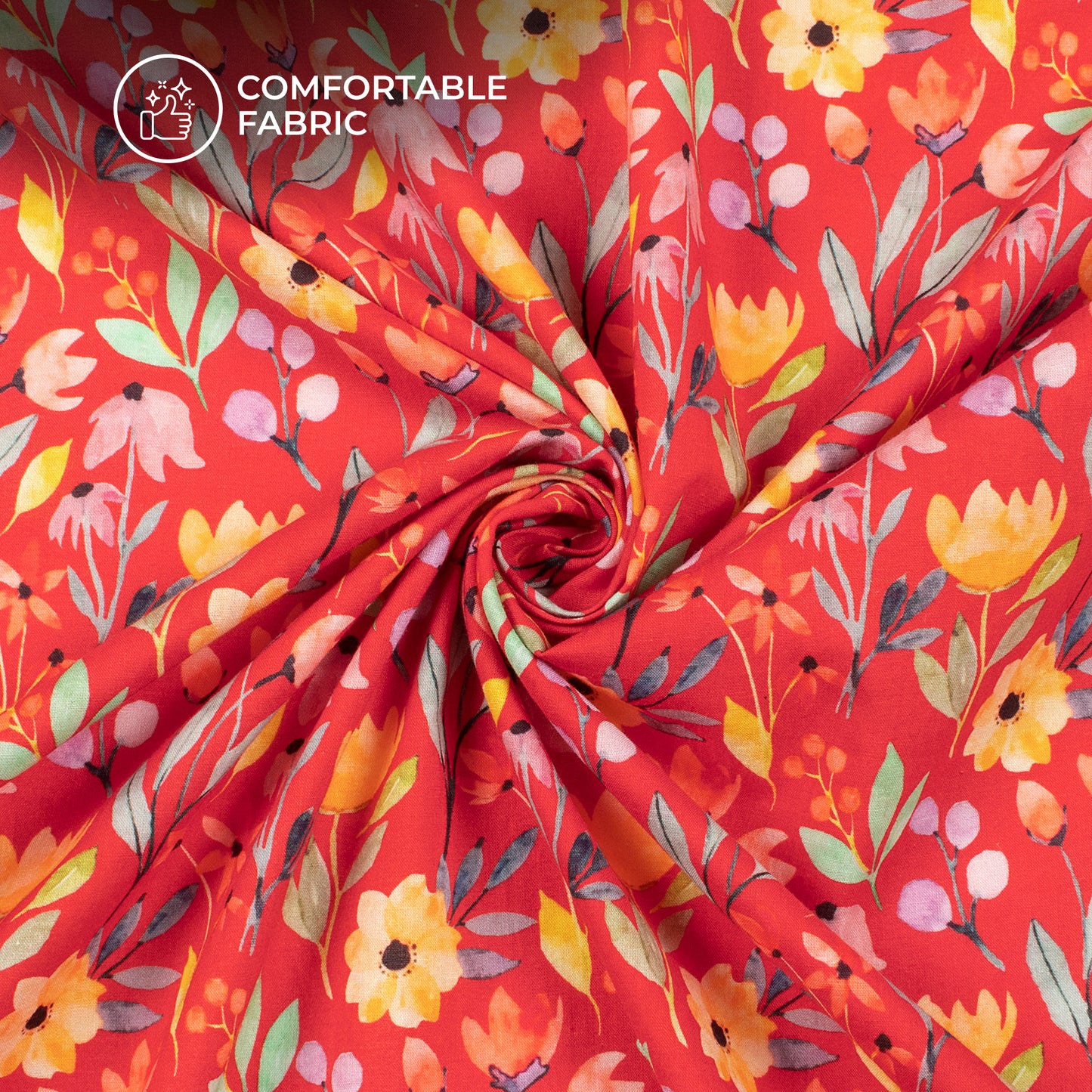 Blooming Beauty: Charming Floral Digital Print Cotton Cambric Fabric