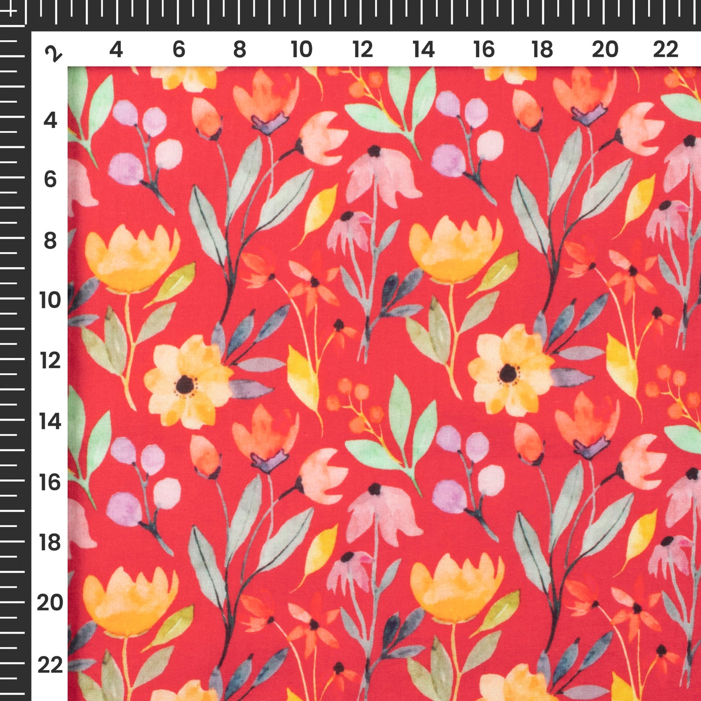 Blooming Beauty: Charming Floral Digital Print Cotton Cambric Fabric