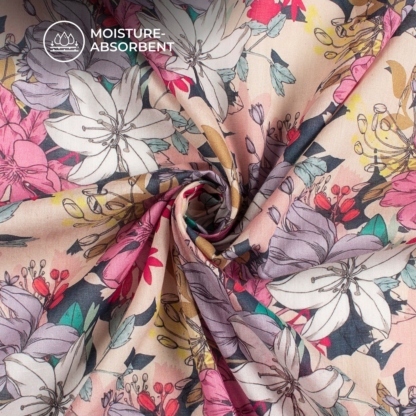 Garden of Dreams: Floral Digital Print Pure Cotton Mulmul Fabric