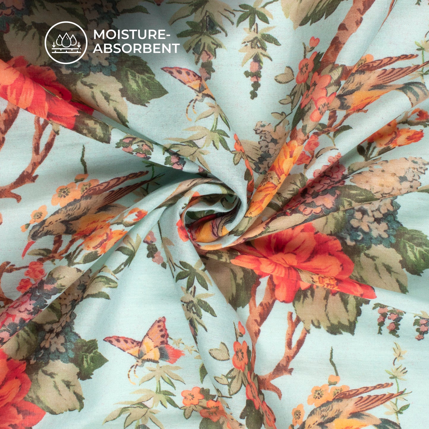 Nature Bloom Haven: Ethereal Digital Print Pure Cotton Mulmul Fabric