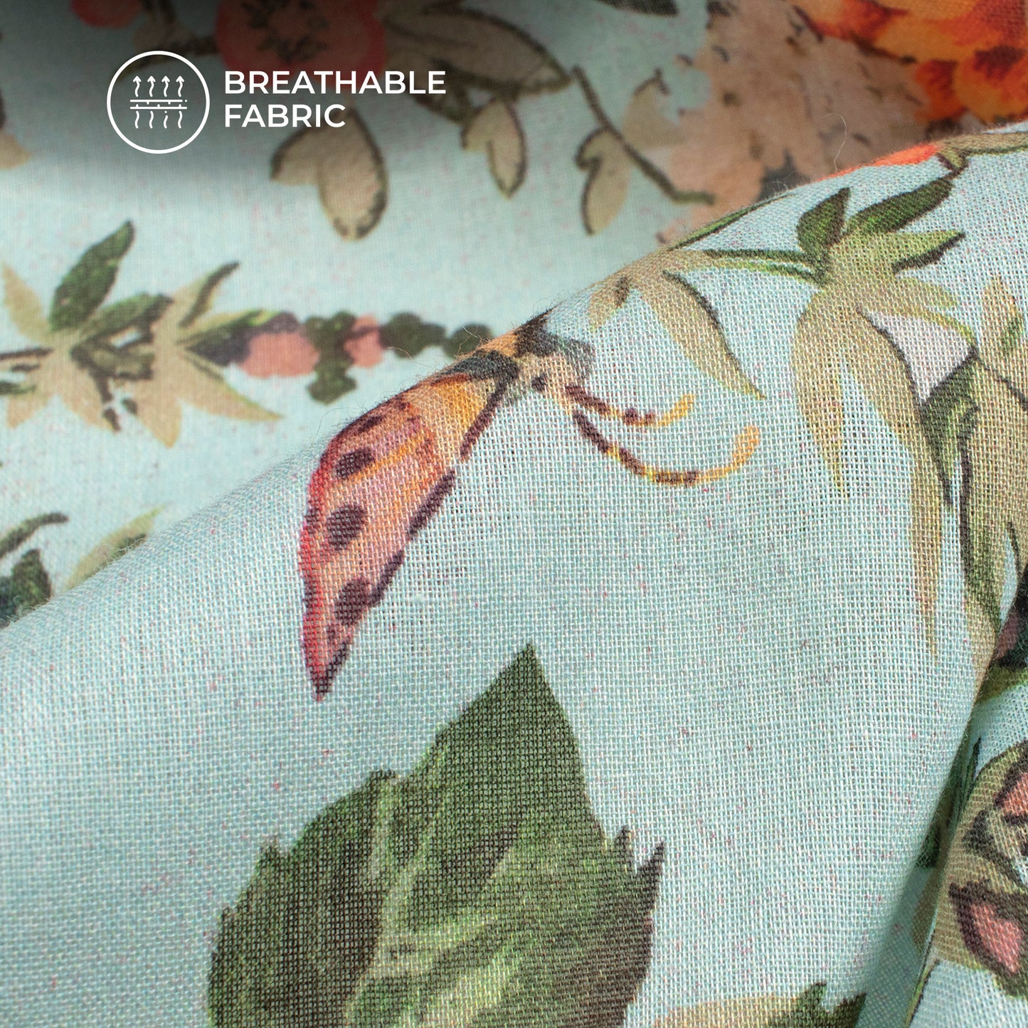 Nature Bloom Haven: Ethereal Digital Print Pure Cotton Mulmul Fabric