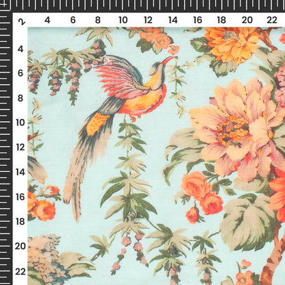 Nature Bloom Haven: Ethereal Digital Print Pure Cotton Mulmul Fabric