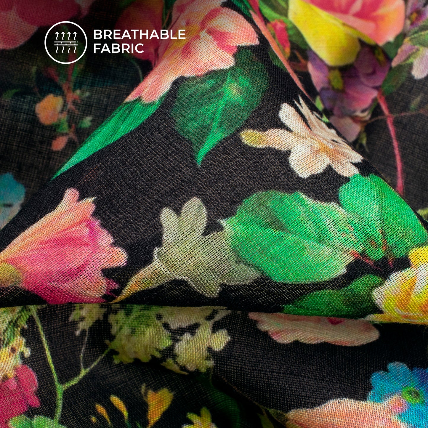 Dreamy Elegance: Ethereal Floral Digital Print Pure Cotton Mulmul Fabric