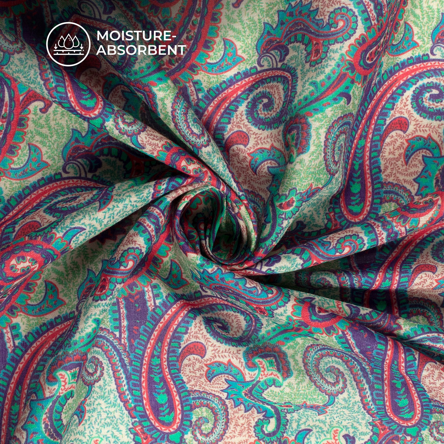 Gossamer Grace: Paisley Digital Print Pure Cotton Mulmul Fabric