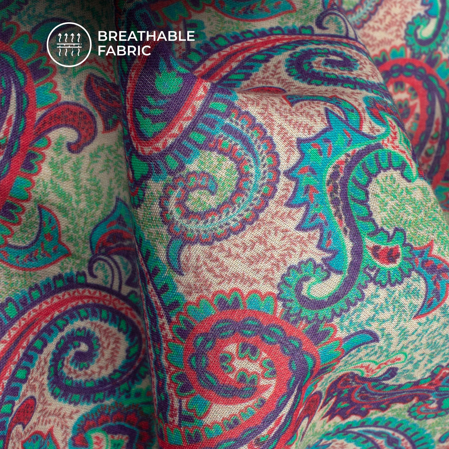 Gossamer Grace: Paisley Digital Print Pure Cotton Mulmul Fabric