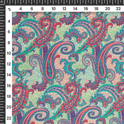 Gossamer Grace: Paisley Digital Print Pure Cotton Mulmul Fabric