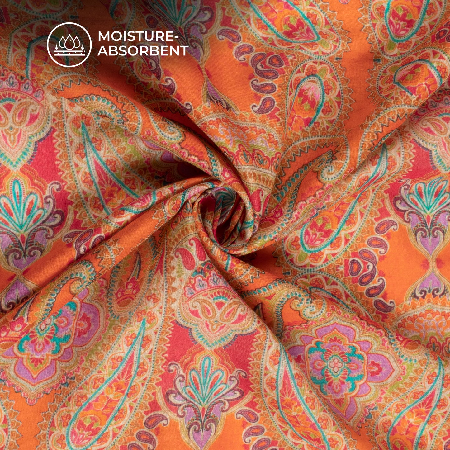 Gentle Chic: Charming Paisley Digital Print Pure Cotton Mulmul Fabric