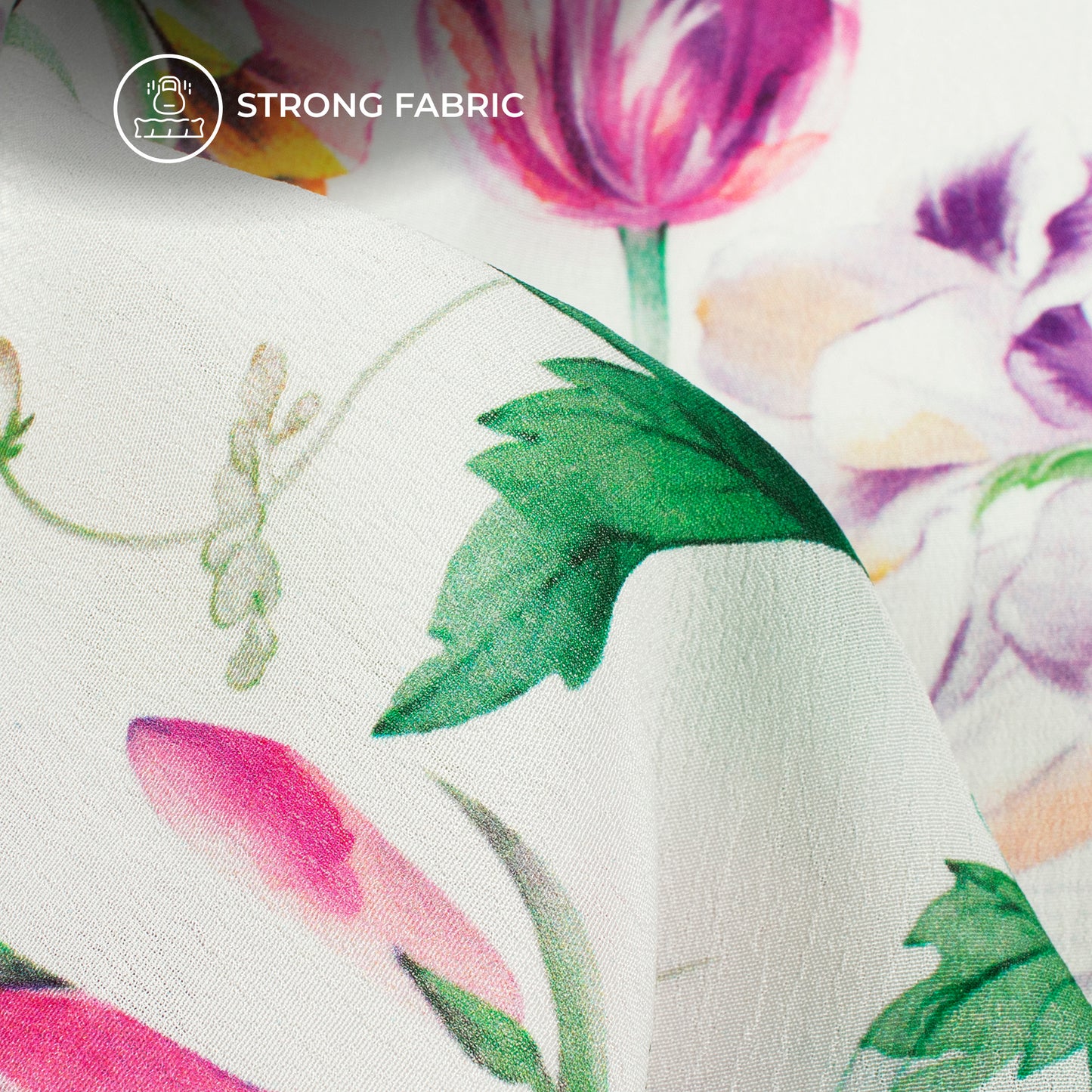 Botanical Bliss: Nature-Inspired Floral Digital Print Viscose Natural Crepe Fabric