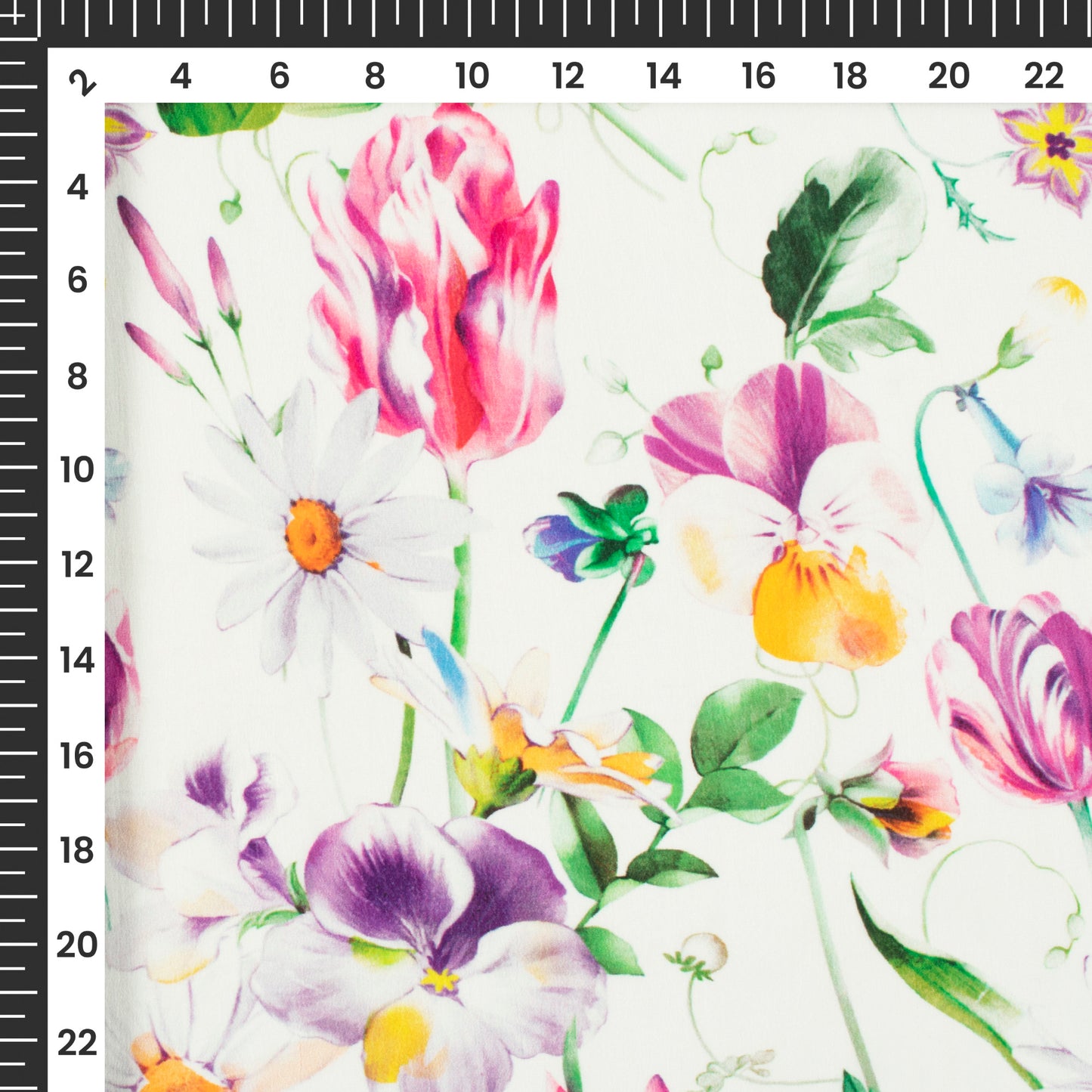 Botanical Bliss: Nature-Inspired Floral Digital Print Viscose Natural Crepe Fabric