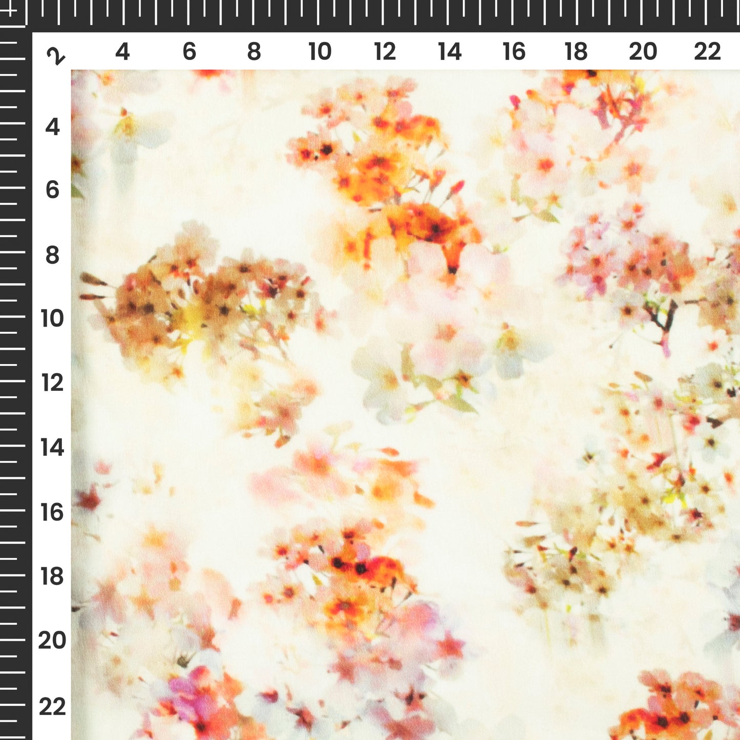 Whispers of Springtime: Gentle Floral Digital Print Viscose Natural Crepe Fabric