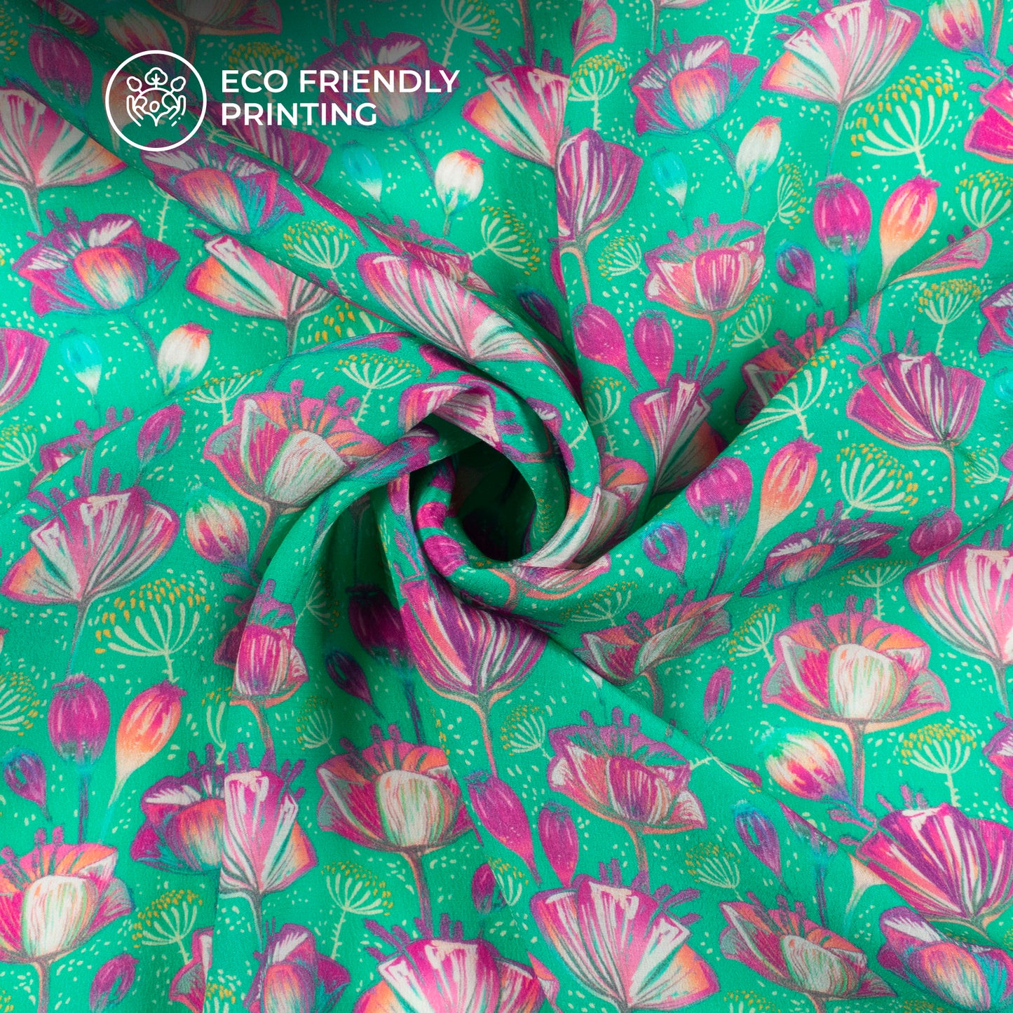 Blooming Beauty: Pretty Floral Digital Print Viscose Natural Crepe Fabric