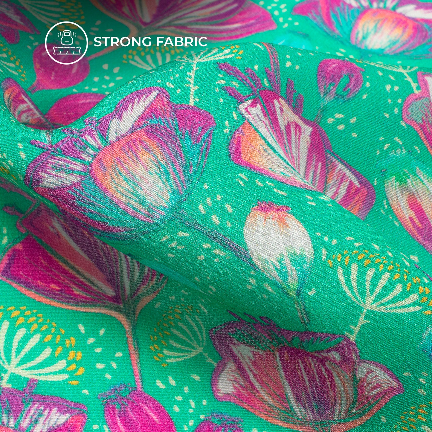 Blooming Beauty: Pretty Floral Digital Print Viscose Natural Crepe Fabric