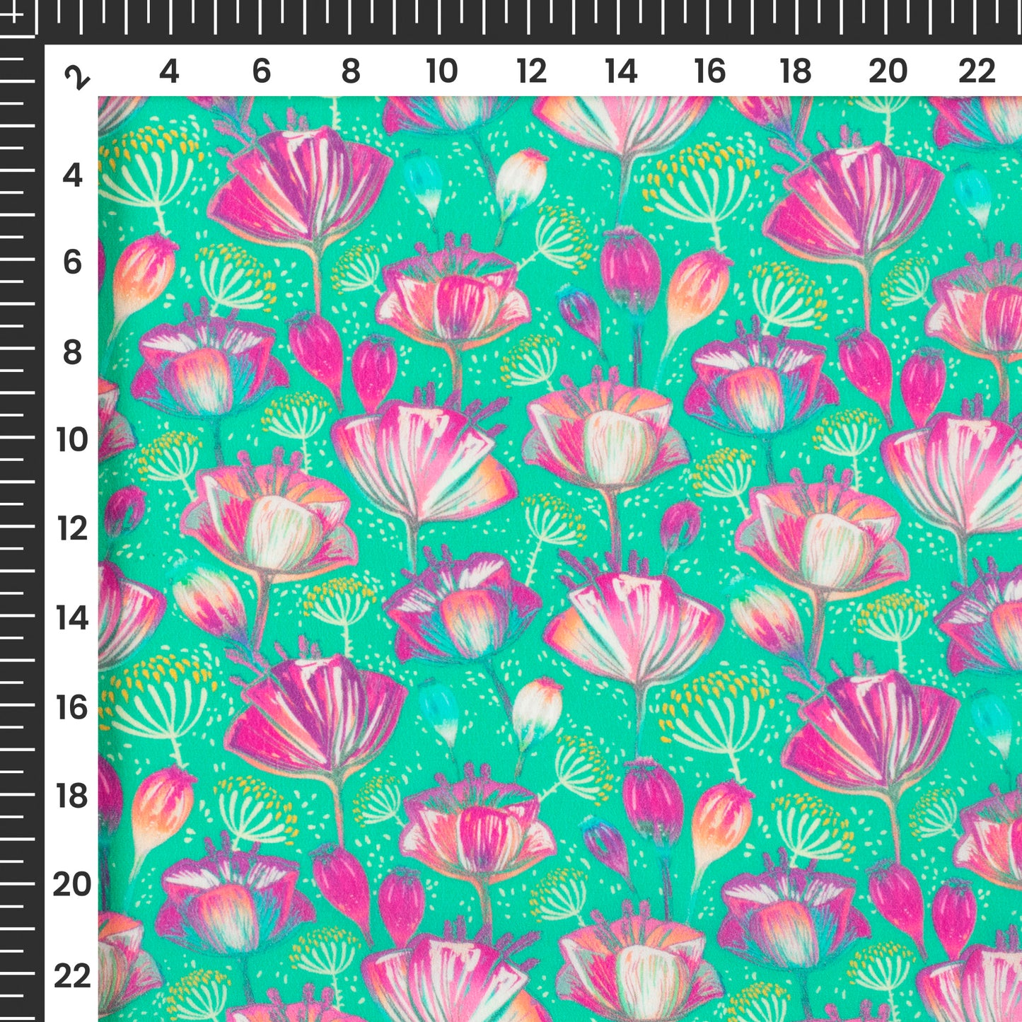 Blooming Beauty: Pretty Floral Digital Print Viscose Natural Crepe Fabric