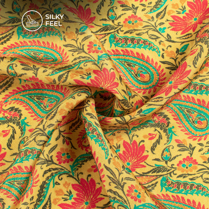 Pure Elegance: Paisley Digital Print Viscose Gaji Silk Fabric