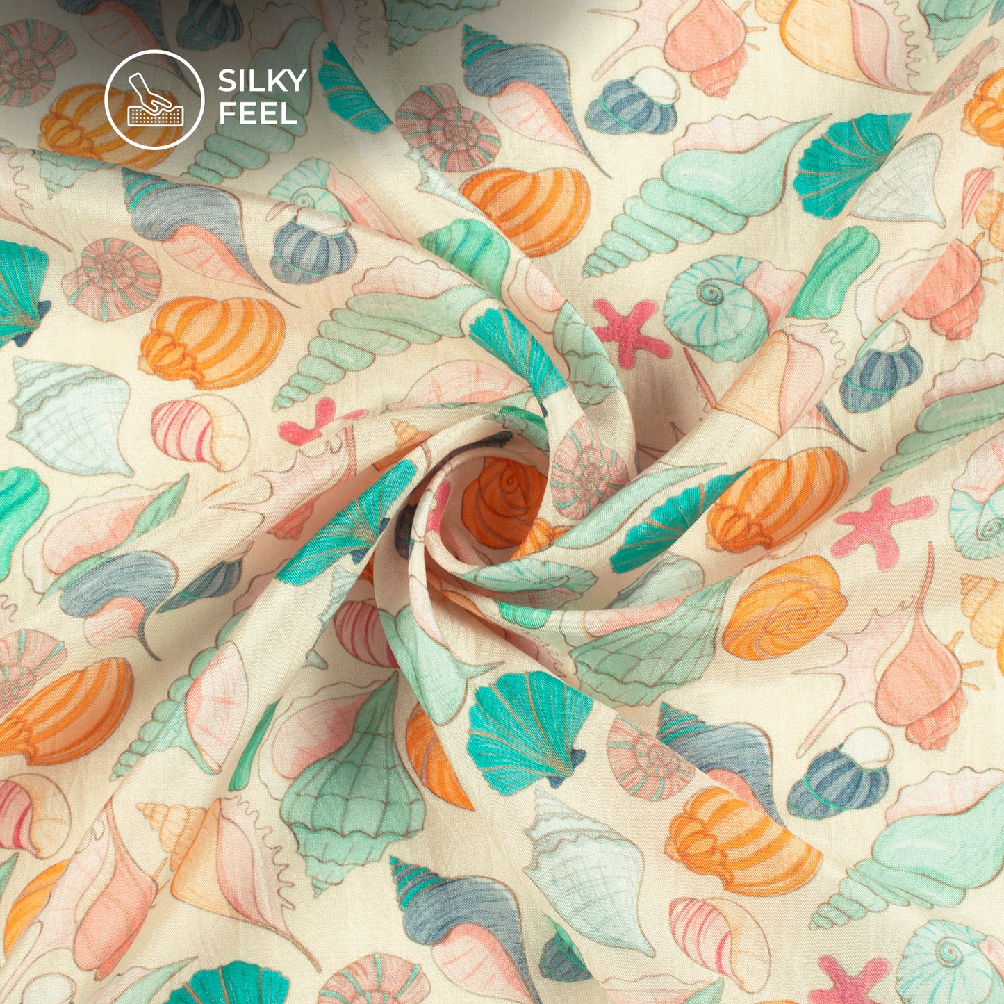 Silken Serenity: Trendy Quirky Digital Print Viscose Gaji Silk Fabric