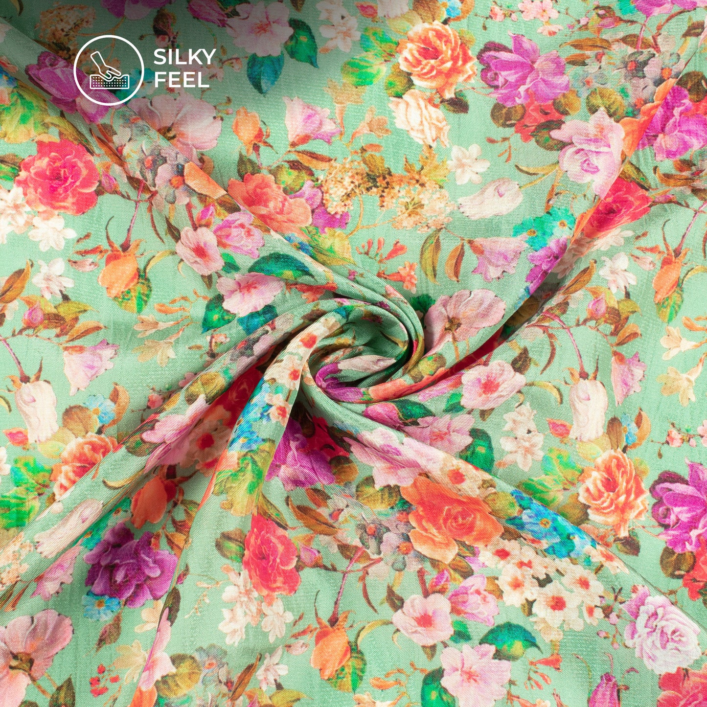 Eternal Blooms: Floral Digital Print Viscose Gaji Silk Fabric