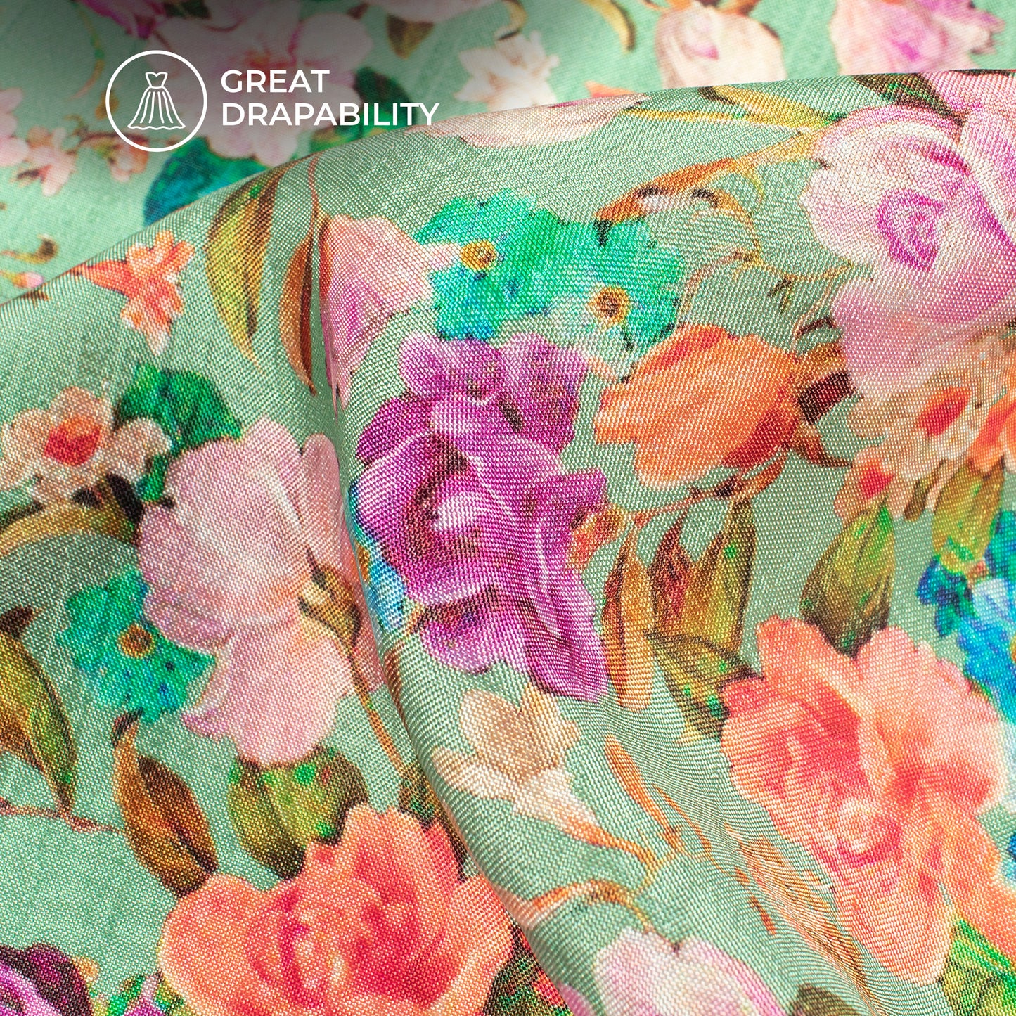 Eternal Blooms: Floral Digital Print Viscose Gaji Silk Fabric