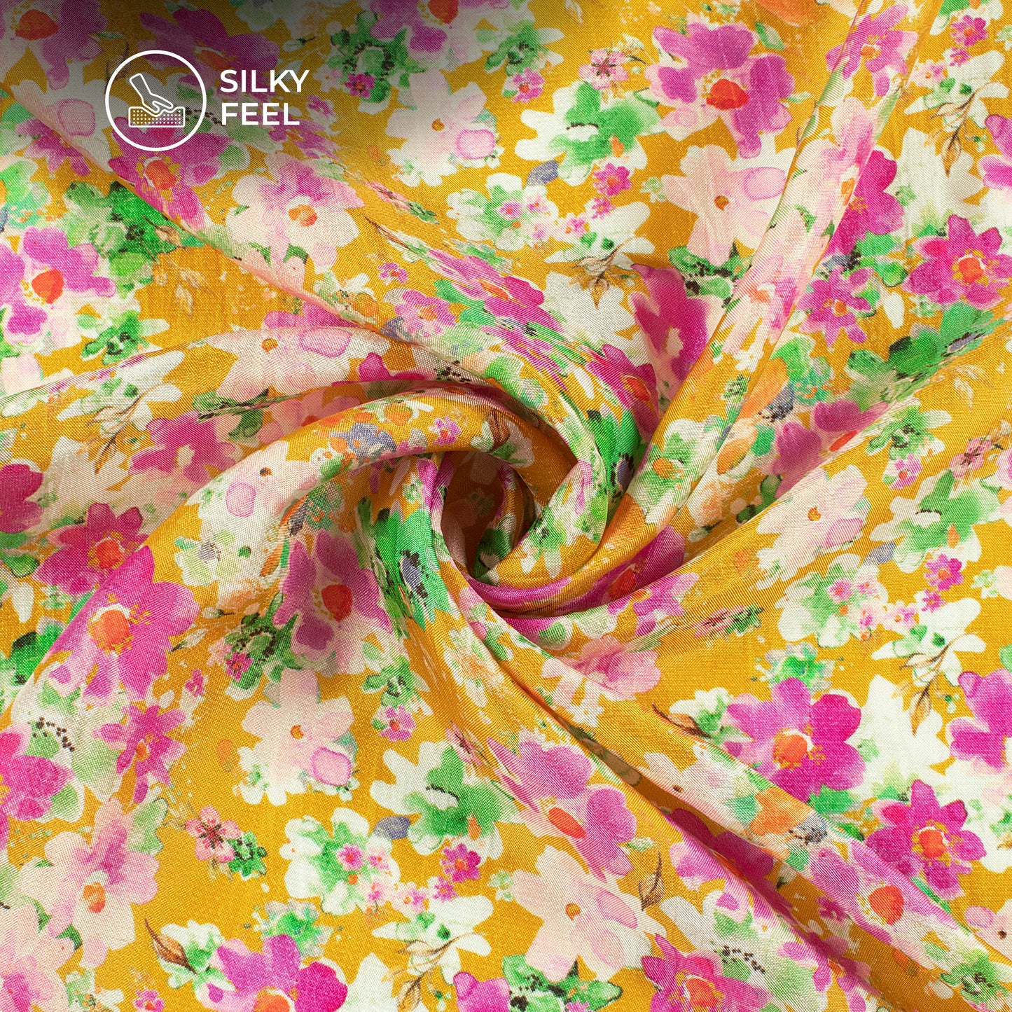 Petals Perfection: Floral Digital Print Viscose Gaji Silk Fabric